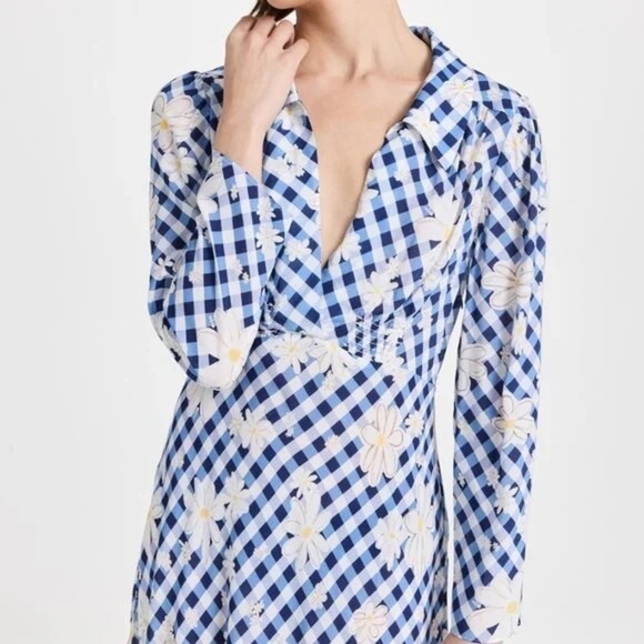 RIXO Renata Dress Riviera Daisy Check M - Picture 3 of 6